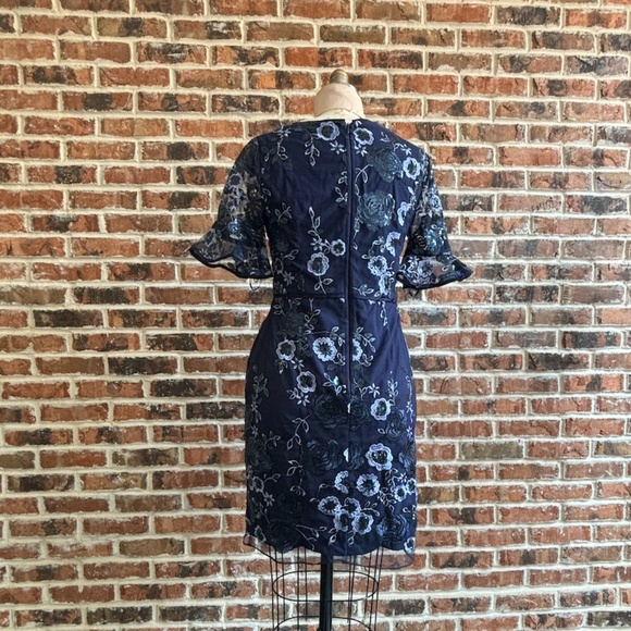 V-Neck Embroidered Sheath Dress - Picture 2 of 9